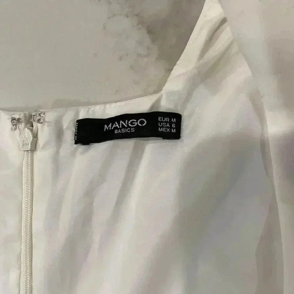Mango Basics Sweetheart Neckline Asymmetrical Zipper White Dress Women’s Size 6 - Picture 3 of 6
